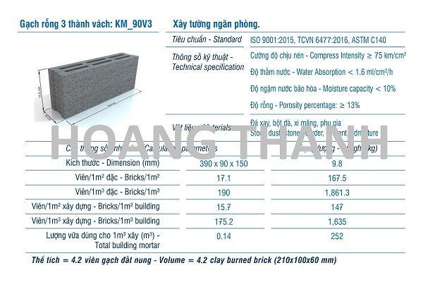 Gạch XMCL đặc xây tường 140 hoặc 120mm